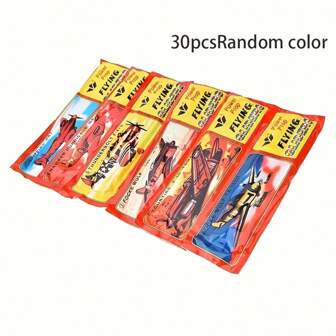 10/30pcs Foam Glider Planes With Propeller - Retro Style, Easy Assembly, Colorful Vintage Design, Suitable For Party Favors, Birthday Decorations And Home Decor, Random Color