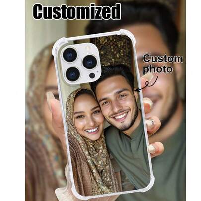Personalized Customized Mobile Phone Case, Transparent TPU Shockproof Phone Case Compatible With Apple/Galaxy/Realme/Honor/Redmi/OPPO, Customizable With Text And Images, Various Elements Like Couple, Family, Pets, Flowers And Butterflies, Suitable For Father's Day, Labor Day, Valentine's Day, Birthday Gifts