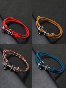 Unique Anchor Bracelet Men Handmade Sliding Adjustable Nautical 3mm Thin Marine String Bracelet Stainless Steel - Simple Style - View 12