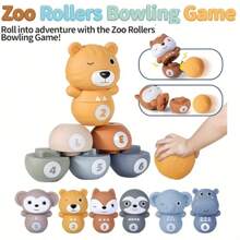 Kids Soft Bowling Toy Set With Stacking & Nesting, Indoor Outdoor Activity Play Game, Early Learning Toy For Animals, Numbers & Colors, Fun Gift For Toddlers