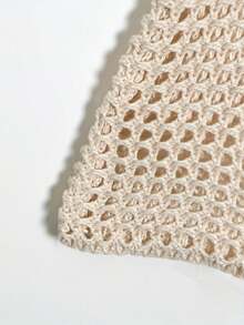 Women's Plus Size Fashion Casual Holiday Style Hollow Out Short Long Sleeve Pullover Sweater Pullover Hoodie - Khaki - View 4