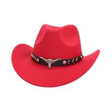 1pc A Unisex Classic Western Cowboy Hat With A Silver Bull Shape Trim For Casual Everyday Wear, Western Cowboy Party, Bar Cowboy - Arrow Black Leather Hat - View 5