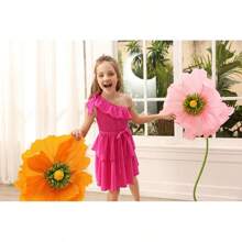 Danna Belle Girls Dress Tween One Shoulder Ruffle Tiered Layer Summer Party Dress Clothes Gifts Size 5-14 - 玫紅色 - 查看 6