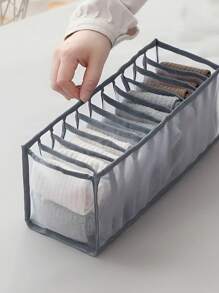 Gray Foldable Mesh Lingerie Storage Box, Compartment Design, Portable Travel Bra Organizer Suitable For Wedding, Holiday Gifts, Seasonal Storage