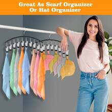 Bottom Organizer For Closet, Metal Yoga Pant Hangers 1 Pack With 10 Clips, Holds Multiple Pairs Of Bottoms And Clothes, Space Saving Hanging Closet Organizer With Rubber Coated Closet Organizer And Storage, Black - màu đen - Xem 4