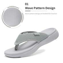 Women's Flip Flops Thong Ladies Walking Sandals With Comfortable Soft Orthopedic Arch Support Indoor Outdoor For Summer - Grey - View 6