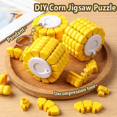 1 件 DIY 玉米拼图，自组装减压玩具，儿童创意礼物