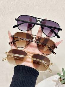 3pcs Women Aviator Frame Personalized Delicate Ins Chic Street Style Simple Women Fashion Glasses Combination For Street-Photography, Outdoor Casual Activities, Weekend Outfit, Driving, Fishing Decoration - 混色 - 查看 6