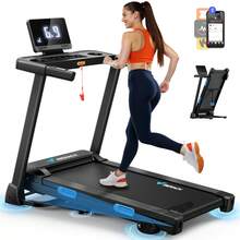 MERACH Foldable Treadmill With Incline, 7.5MPH Quiet Treadmills For Home With Double Deck Technology, 4 Silicone Shock Cushion, Heart Rate Monitoring,16.5" Wider Belt, APP, 6% Manual Incline - US A Type Plug(110-127V) - View 2
