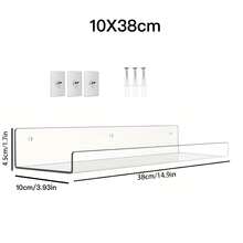1/2/4件4/7/12/15英寸透明亚克力U型壁挂式收纳架，无需钻孔，指甲油展示架，厨房调味品收纳架