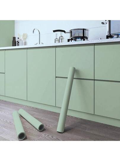 Roll Mint Groen Peel Stick Wallpaper Thickened Self Adhesive Sage Contact Paper Waterproof Removable Vinyl Textured Shelf Liner Cabinet Bedroom Wand Stickers Room Kitchen Living