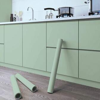 1 rollo de papel tapiz autoadhesivo verde menta grueso, papel de contacto verde salvia impermeable y removible, papel tapiz de vinilo con textura verde salvia para estantes, gabinetes, dormitorio, decoración de pared, cocina, sala de estar