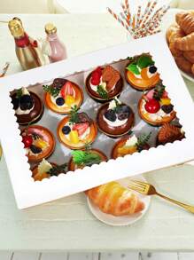 8/4pcs/1pc Cupcake Box With Window, 12 Cup Cake Box, Large Cake Box, Suitable For Birthday, Wedding, Valentine's Day, Gift Packaging Box