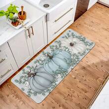 1/2 piezas Alfombras de piso de otoño y Acción de Gracias, elegante alfombra de cocina con estampado de calabaza azul y hoja verde, apropiada para uso interior/exterior, perfecta para actividades festivas, decoración de ambiente de Acción de Gracias, decoración de piso | Alfombras festivas de piso | Alfombras de piso duraderas - Multicolor - Ver 12