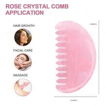 Gua Sha Comb For Women Head Scalp Massage Tool Hand Made Rose Quartz Comb Polished Round Tooth Point Massager Therapy Tool For Gift