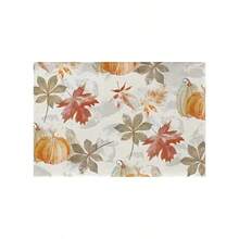 1/2/4/6 Pieces Of Autumn Polyester Placemats - Maple Leaf And Pumpkin Pattern Watercolor Design, 30x45 Cm, Machine Washable Table Mat, Suitable For Thanksgiving, Autumn Kitchen And Dining Decoration, Rural Seasonal Tableware, Autumn Table Decoration, Thanksgiving Plate Arrangement, High-Quality Fabric, Home Entertainment Decoration. - Multicolor - View 15