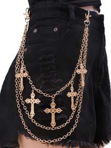 Một chiếc váy biểu diễn sân khấu nhiều lớp thắt lưng xích phong cách Hip-Hop Punk Metal Rivet Jeans Phụ kiện - A - Xem 8