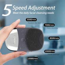 Facial Cleansing Brush 3in1 Electric Silicone Face Scrubber Vibrating Massager IPX7 Waterproof USB Rechargeble Pore Brush For Deep Cleanning Blackhead Over Exfoliating Gray - Gray - 查看 4
