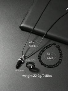 SOKI SOKI 男士手錶套裝，極簡設計，適合日常場合－黑色錶盤，石英機芯，電池供電，平價奢華手錶，項鍊、手鍊、戒指珠寶套裝，電子驅動與指針顯示，適合日常配戴、返校、查看時間，生日禮物，也是送給朋友的理想選擇 - 黑色 - 查看 10