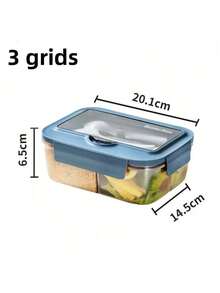 1400ml Microwave Bento Box, 3-Compartment, With Utensils, Suitable For Picnic, Work, School, Camping And Fitness - Multicolor - View 15