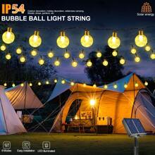 1 Solar-Powered String Lights Crystal Globe, Spherical Bubble Ball Outdoor Yard Lights, 8 Solar Fairy Lights, Very Suitable For Garden, Christmas, Office, Bedroom, Hotel, Restaurant, Bar, Party, Wedding Decoration, IP54 Outdoor Lights Strip