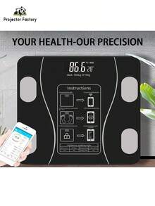 LIPETY Smart Body Fat Scale, Bathroom Scale With LED Display,Smart Phone Application, That Can Be Connected To A Mobile Digital Bathroom Scale To Display BMI, Body Fat, Muscle Mass, And Weight Scale,For Home, Bathroom, Dormitory Use Of Electronic Body Fat Scale - Black - View 2
