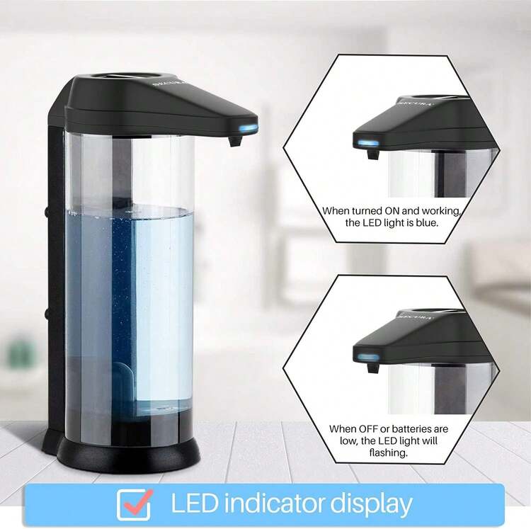 17oz Automatic Liquid Soap Dispenser, Touchless Battery Operated Hand Soap Dispenser With Adjustable Soap Dispensing Volume Control Dial, Personal Care Dispenser (Black),8802338 - Black - View 5
