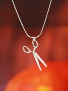 1 件时尚复古哥特式剪刀和蛇骨链项链，用途广泛 - 復古銀色 - 查看 2