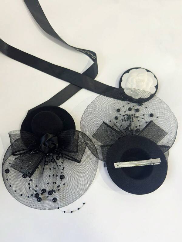 1pc Exquisite And Elegant Vintage Veiled Fascinator Hair Accessory For Ladies, Tiny Hats, Derby Hat, Mini Fascinator, Mini Top Hat , Mini Cap