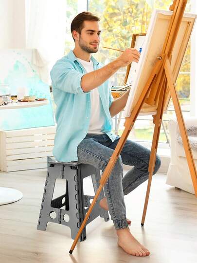 2 Pack 46cm Tritthocker Klappbar - Grau Faltbarer Hocker Tritthocker Tragbarer Klapphocker Faltbar Tritt Klappbar Falthocker Badhocker Klappstuhl Fußhocker bis 136kg für Erwachsenen