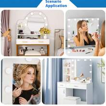 1pc 6/8/10/12/14 LED Makeup Mirror Light, USB Power Makeup Light Bulb In Front Of The Mirror, 3-Color And Brightness Adjustable, Mirror Light For Vanity Makeup Room (Mirror Not Included), Suitable For Bedrooms, Bathrooms, Makeup Table, Back To School - Multicolor - View 9
