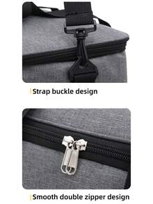 1件黑灰色户外大容量野餐包防水冰包单肩背保温包便携饭盒包 - 彩色 - 查看 8