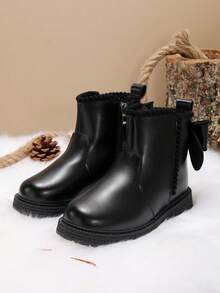 Children's Versatile Leather Boots, Minimalist Knight-Style Casual Footwear (Random Patterns On Sole And Side)