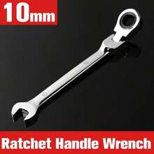 6-32mm Adjustable Head Ratchet Wrench Set, Combination End Wrench Set, Aluminum Alloy Hand Tool Kit, Ratchet Wrench Set [Flexible Head Ratchet Wrench] Chrome Vanadium Steel Flexible Head Ratchet Wrench Set | Combination Wrench Set, Mechanical Manual Tool Socket Wrench Ratchet Wrench Set, Metal, No Electricity Required, No Battery Needed - Black - View 6