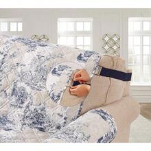 Pink And Green Patchwork Couch Cover, Quilted Large Sofa Slipcover, 70 Width, Slip Resistant Furniture Protector, 2 Strap, Washable Dog-Friendly Couch Cover, Design