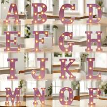 1 个 16 厘米/6.3 英寸粉色发光字母点亮您的房间，电池供电的 LED 字母灯，数字灯标志，适用于儿童房装饰、婚礼、生日派对装饰灯、家居和房间装饰字母灯、字母照明夜灯、圣诞装饰字母灯 - 深粉紅色 - 查看 12