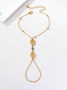 1 chiếc vòng tay chuỗi hạt đậu xoắn ốc thời trang tối giản dành cho nữ, phụ kiện trang trí được đo theo kích thước, không phải số lượng hạt - Vàng - Xem 2