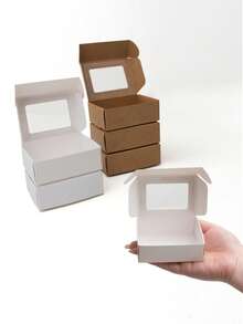 20件/30件/50件烘焙甜点包装盒，蛋糕、松饼、蛋挞、外卖盒 - 白卡纸，各种尺寸，带窗口，适合派对礼物 - 彩色 - 查看 12