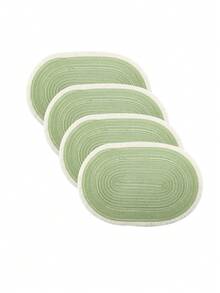 1/2/4/6/8pcs Simple Ombre Beige-Coffee Oval Polyester Placemat - Green 1 - View 6
