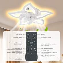 Ceiling Fans With Lights Remote Control, 27" Black, 6 Speeds 3 Light Color Low Profile Flush Mount Ceiling Fan For Kitchen Bedroom - 白色 - 查看 9
