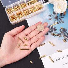MAGICALCUTDIE 1box Iron Slide On End Clasp Tubes Slider End Caps Golden 13.5x7x3cm 3mm Inner Diameter 200pcs/Box - 金色 - 查看 3