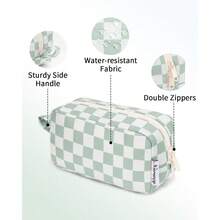 LSQ Narwey Small Checkered Makeup Bag For Purse Gift For Teen Girls Travel Makeup Pouch Mini Cosmetic Bag Cute Make Up Bags Zipper Pouch For Women And Girls Mint Green Checkerboard Small Hit - AA-MintGreenCheckerboard-Nhỏ - Xem 6