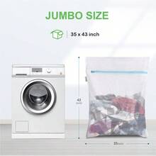 OTraki Large Mesh Washing Bag 43 X 35 In XL Laundry Bag Washer Machine Net Protector Large Washer Bag For Travel Camp College Student Dress Bedding Blanket Sheet Robe Cleaning Organizer Blue - 白色+藍色 - 查看 2