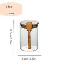 Glass Storage Jars With Bamboo Lids & Spoons Set, Airtight Containers For Kitchen Pantry, Ideal For Storing Spices, Nuts, Herbs