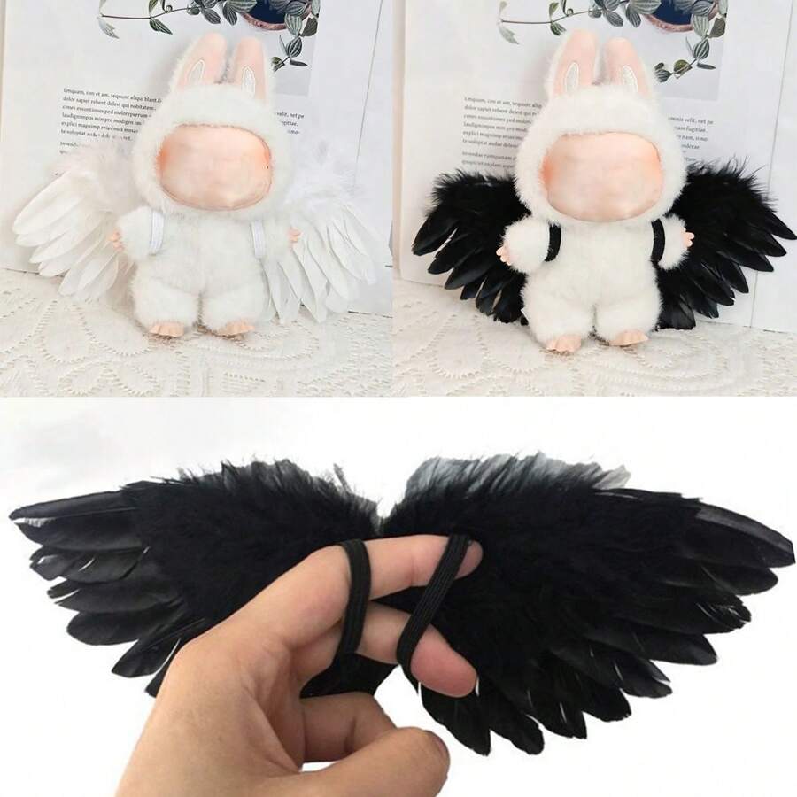 兼容 单色天使翅膀配件、替换配件、玩偶配件、6.7 英寸时尚套装、通用服装、17 厘米单色天使翅膀、生日礼物、节日礼物、派对礼物