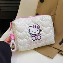 Sanrio 1 pieza Bolso de cosméticos de gran capacidad de Hello Kitty de Sanrio, diseño de dibujos animados lindo, bolsa de almacenamiento multifuncional de gran capacidad y duradera, bolso portátil adecuado para viajes o uso diario