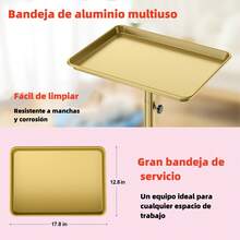 KINGSTEAM Carrito Auxiliar Organizador Almacenamiento Multiusos. Altura regulable, bandeja de aluminio resistente a la corrosión y la oxidación. Colores disponibles-rosa, dorado, púrpura, verde. - Dorado - Ver 7