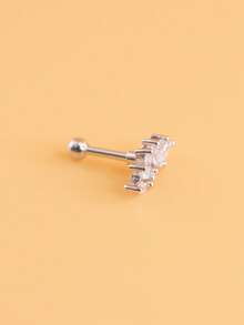 1pc Cubic Zirconia Stud Earring - Yellow Gold - View 3