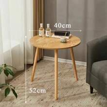 Semplice tavolino da comodino in legno rotondo con cornice in legno massiccio, mobile da piccoli spazi come tavolo da caffè laterale, per reception, ufficio, soggiorno, camera da letto