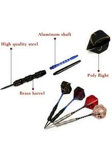 母亲节礼物 12 支飞镖豪华礼盒，含 24 支飞镖翼，铁尖配铝合金镖杆，骷髅飞镖翼，适用于室内俱乐部娱乐、体育比赛和休闲户外游戏 - 彩色 - 查看 6